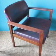 Pair of armchairs in Rio rosewood and plum leather, Denmark 1960