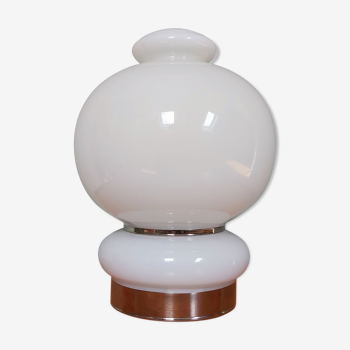 Lampe vintage en opaline blanche, style space age, années 70