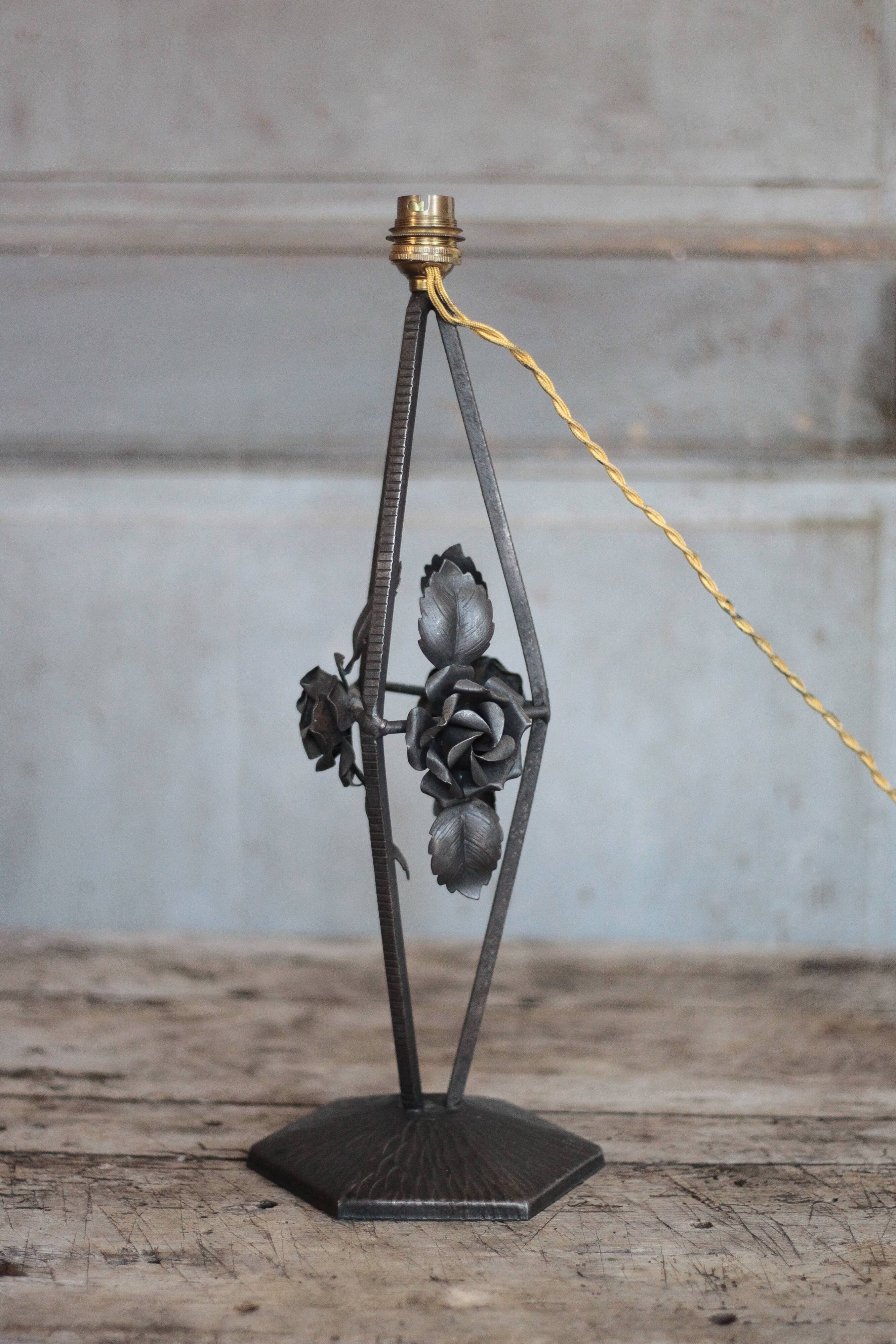 Vintage wrought iron lamp, table lamp, ironwork, lamp