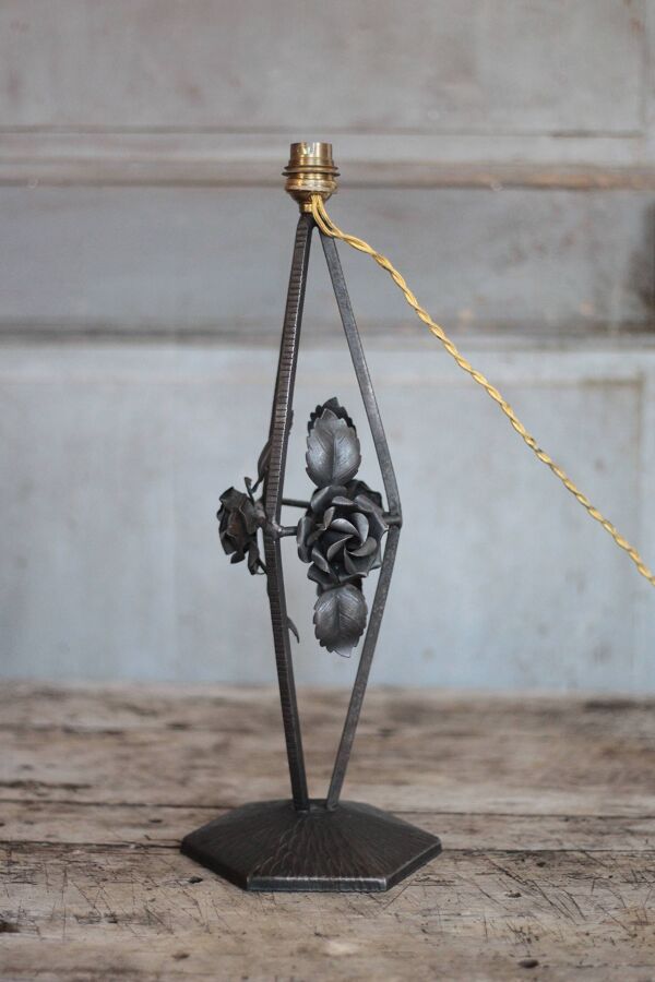 Lampe fer forgé vintage, lampe à poser, lampe de table, ferronnerie, lampe