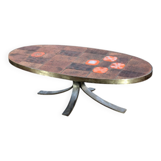 Table basse Jean Jaffeux Céramique & acier