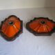 Ensemble de 2 lampes allemandes orange de mur en céramique de la lave de la 1960 / 70s