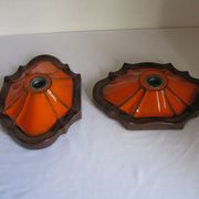 Ensemble de 2 lampes allemandes orange de mur en céramique de la lave de la 1960 / 70s