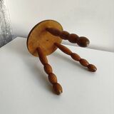 Turned wood tripod stool
