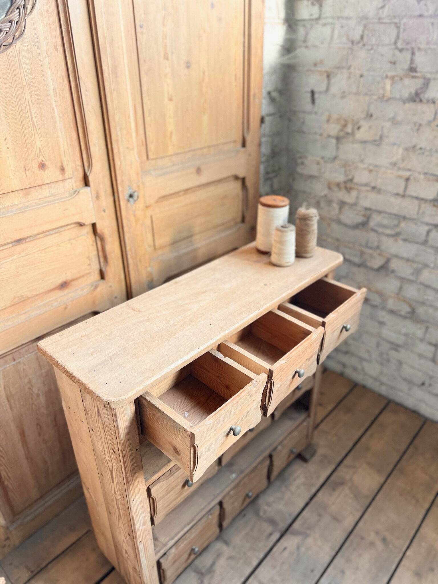 Old workshop furniture with 9 drawers