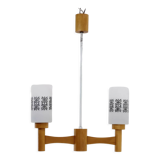 1980s wood and glass pendant light, Czechoslovakia