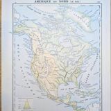 North America. Geographical map printed in 1900.