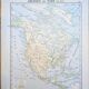 North America. Geographical map printed in 1900.