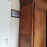 Louis XV style wardrobe entirely pegged wood with 2 cherry wood doors.