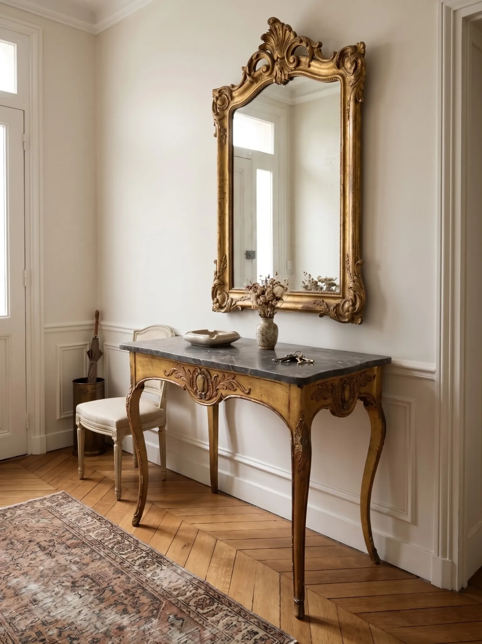 Console/table de milieu style Louis XV doré XIXè 