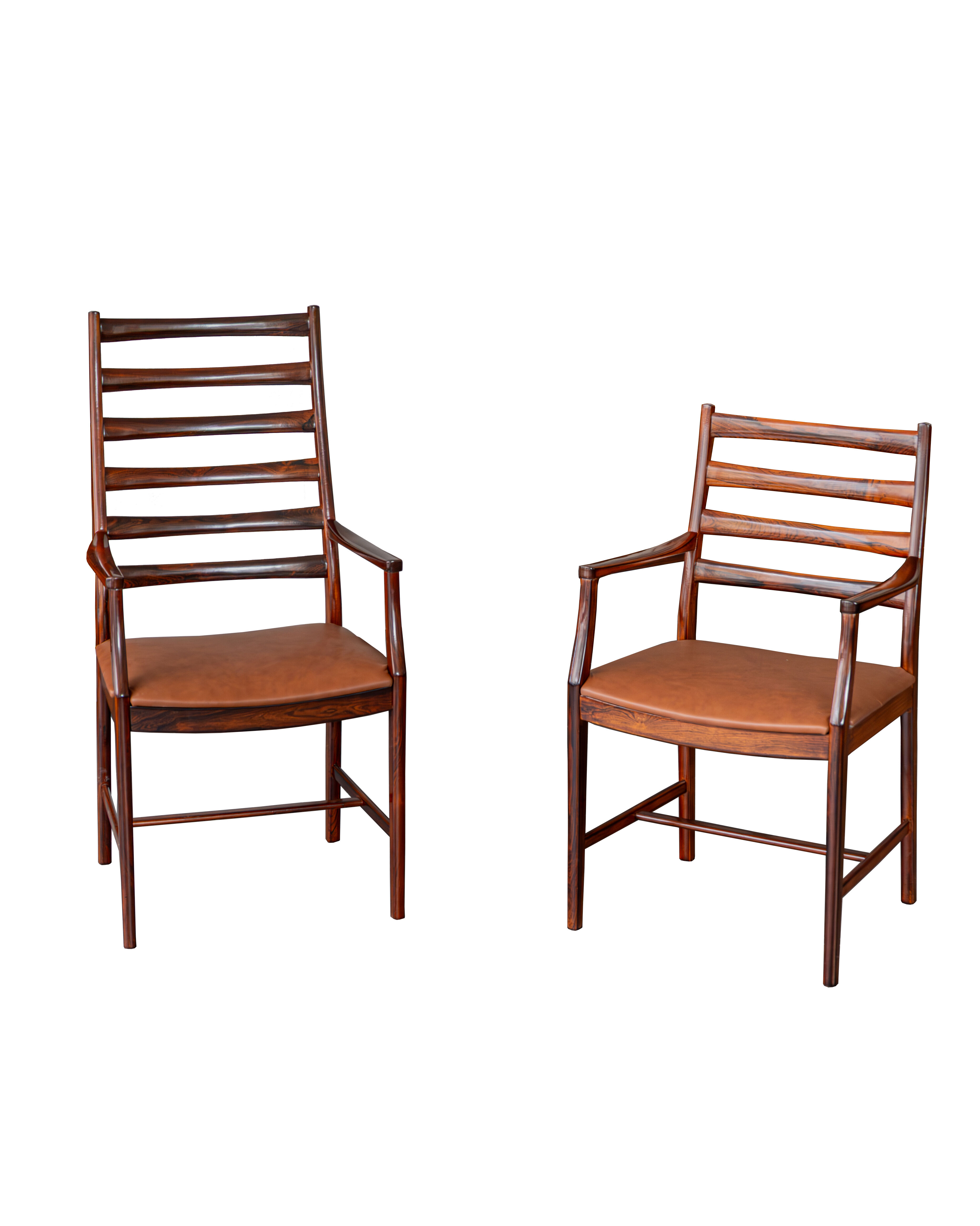 Pair of danish rosewood and leather armchairs