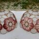 Pair of vintage pendant lamps in brass mother-of-pearl and shells