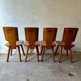 4 S28 elm chairs by Pierre Chapo, 1970