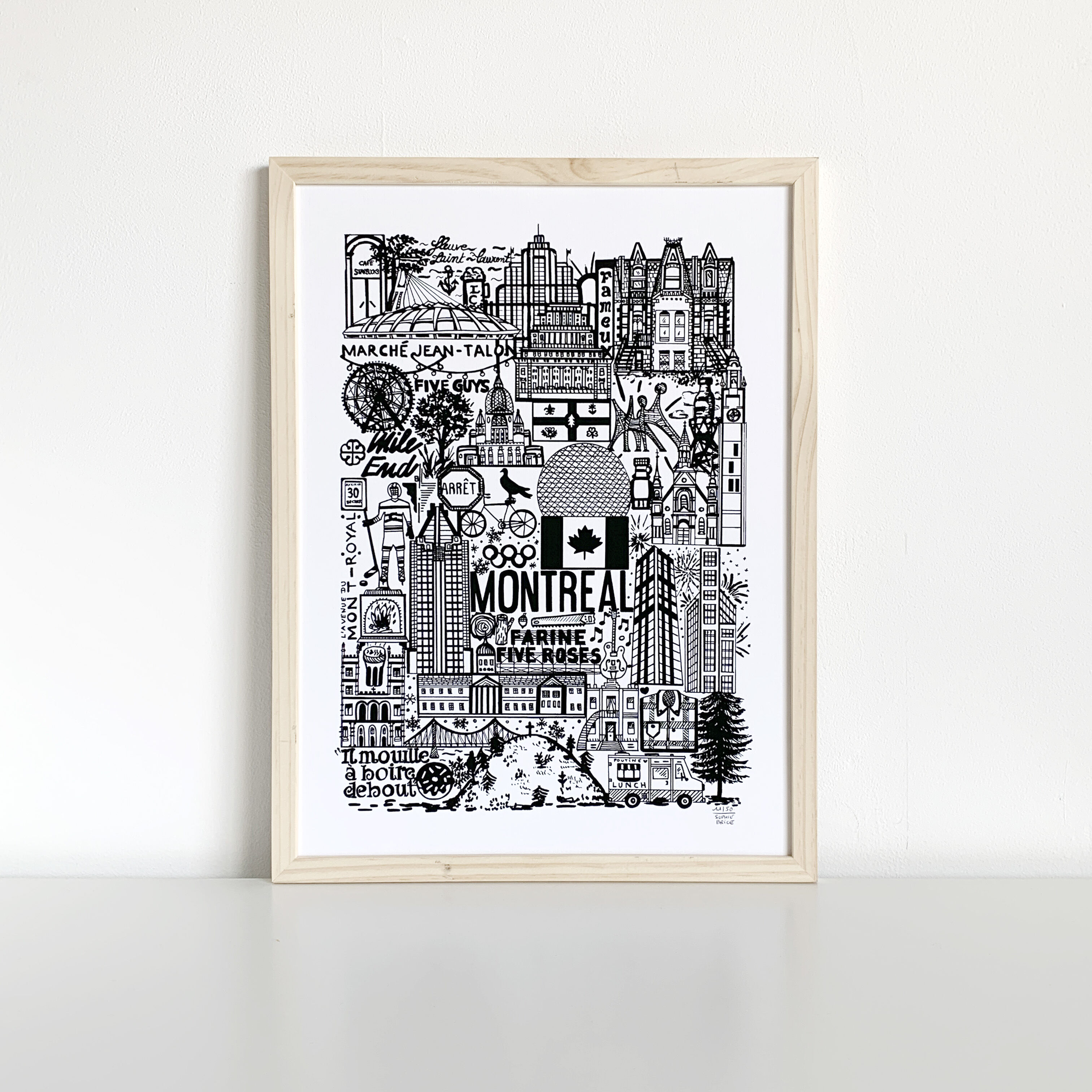Montreal black and white screenprint