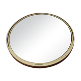 Round mirror of the 50s in gold metal 33cm in diameter