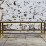 Glass and gold metal coffee table, 1970