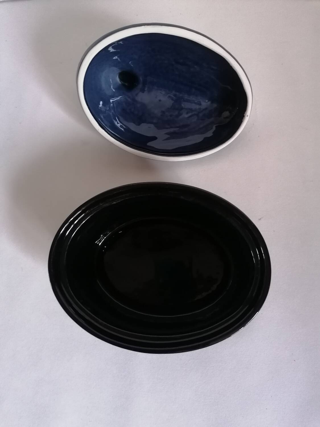 Zoomorphic duck terrine majolica slip