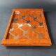 Two wooden and glass trays