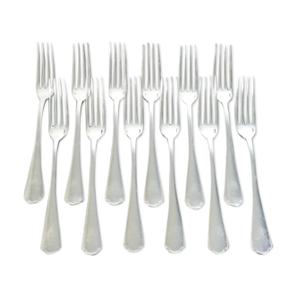12 dessert forks or Christofle entremets in silver metal