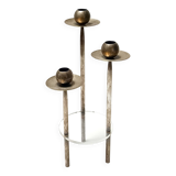 Postmodern Silver-Plated Brass and Plexiglass Candelabrum by Mesa, Italy 1970s