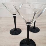 6 cocktail glasses / black stem martini glasses