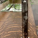 Large Art Deco wall-mounted coat rack in wood and chrome metal with mirror