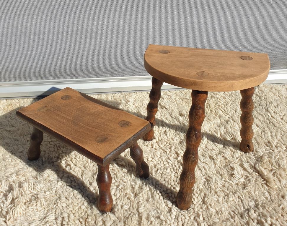 Set 2 decorative milking stools Nature