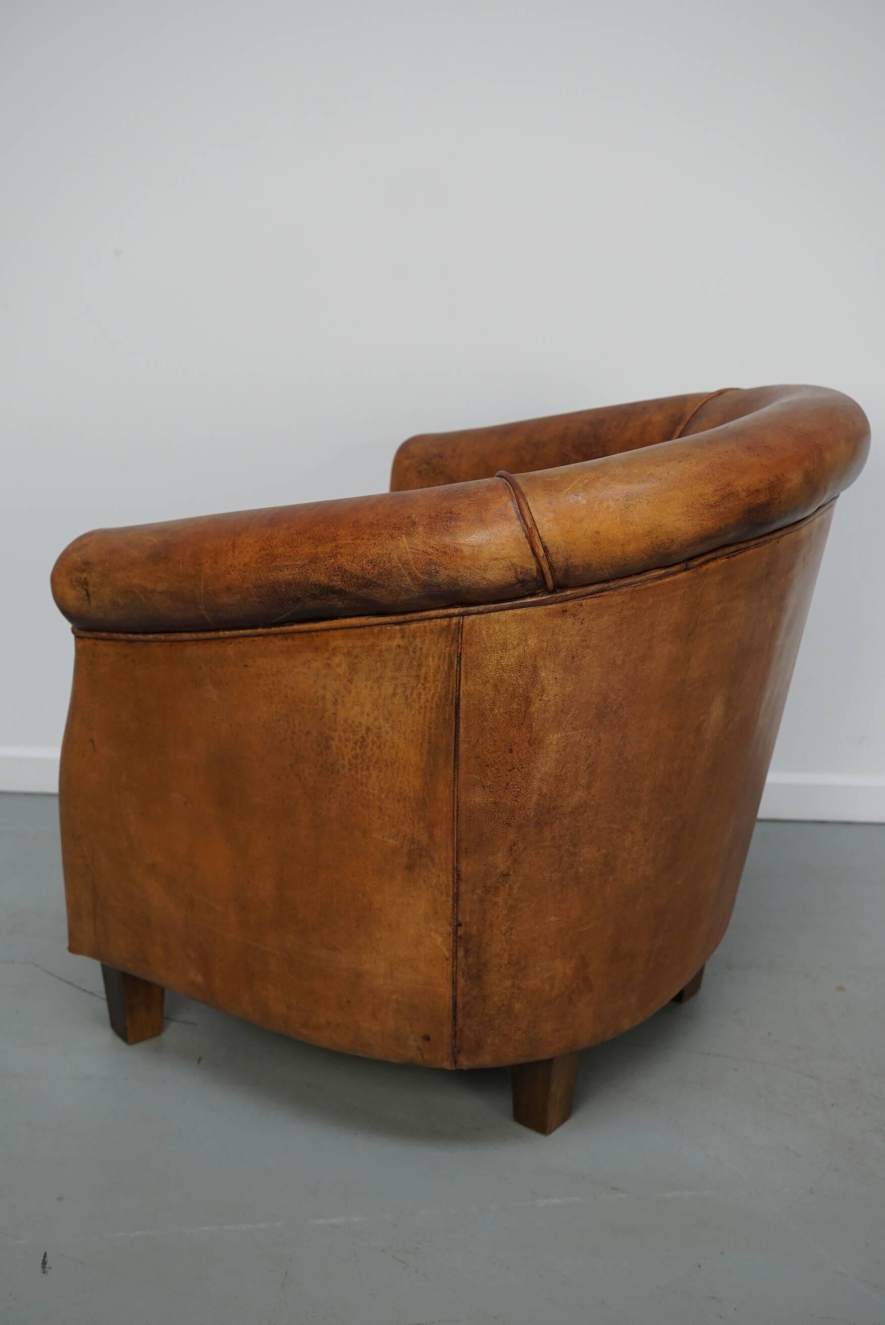 Vintage Dutch Club Chair in Cognac Leather