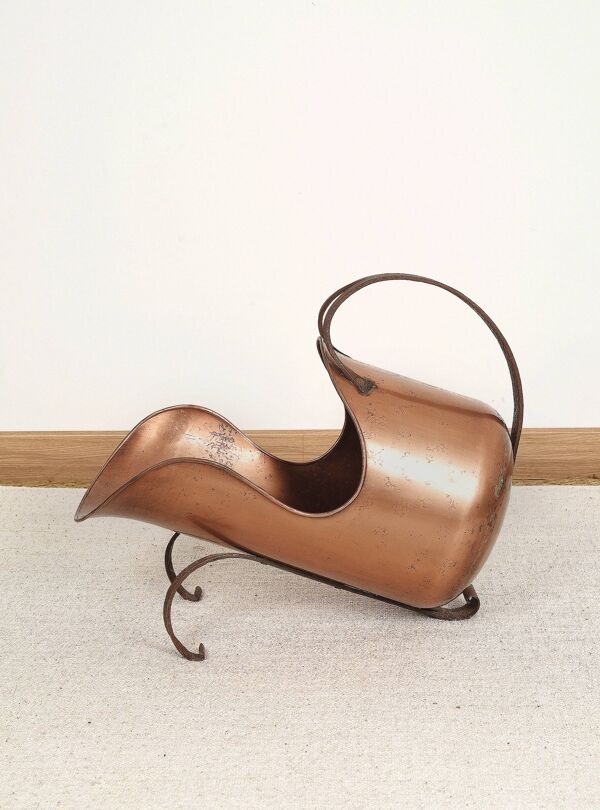 Seau ou porte bûches en cuivre, ancien.