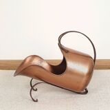 Antique copper bucket or log holder.