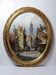 Large painting urban scene oil on wood framed John Haanstra vintage