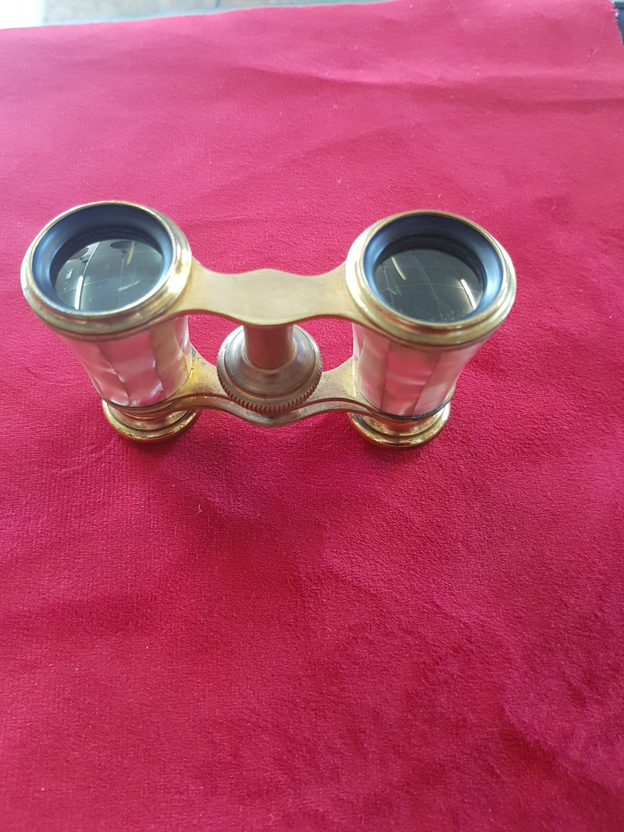 Brass and mother-of-pearl theatre twins