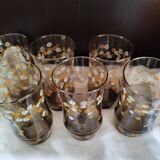 Set de 6 verres à fleurs vintage