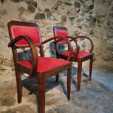 Pair of French Art Deco armchairs in beech, 1930s