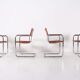 4 Matteo Grassi leather cogna cantilever armchairs