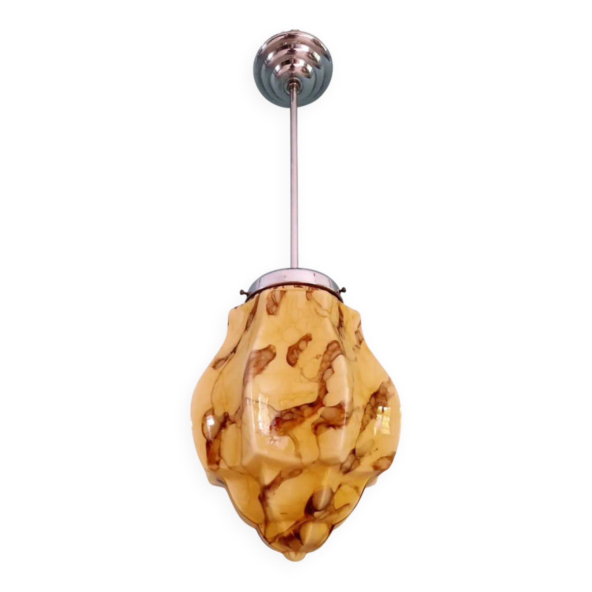 Art Deco suspension in marbled opaline, Scailmont, 1920-30