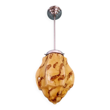 Art Deco suspension in marbled opaline, Scailmont, 1920-30