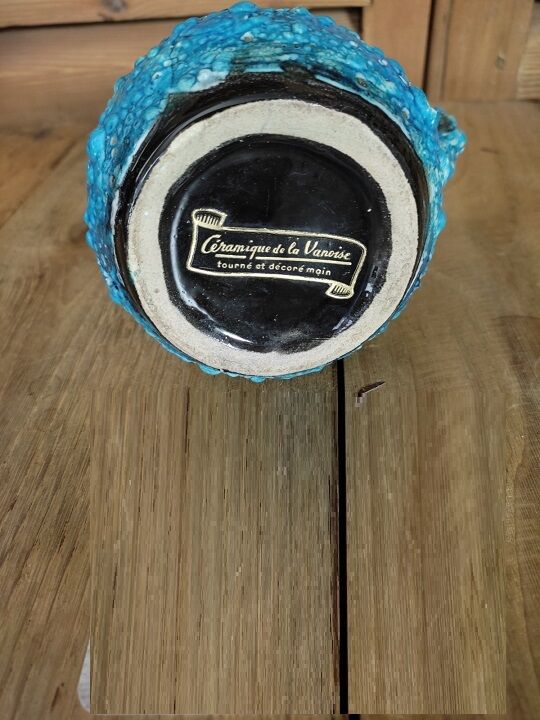 Pitcher lava Blue ceramic Vanoise old vintage