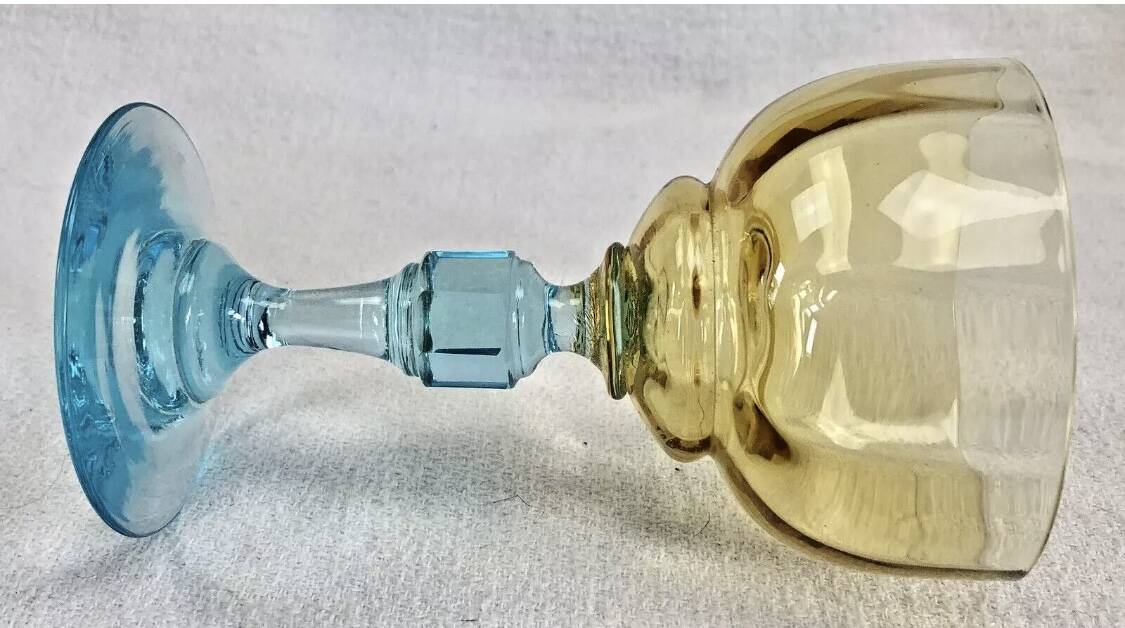 6 anciens verres à vin eau bicolores George Sand