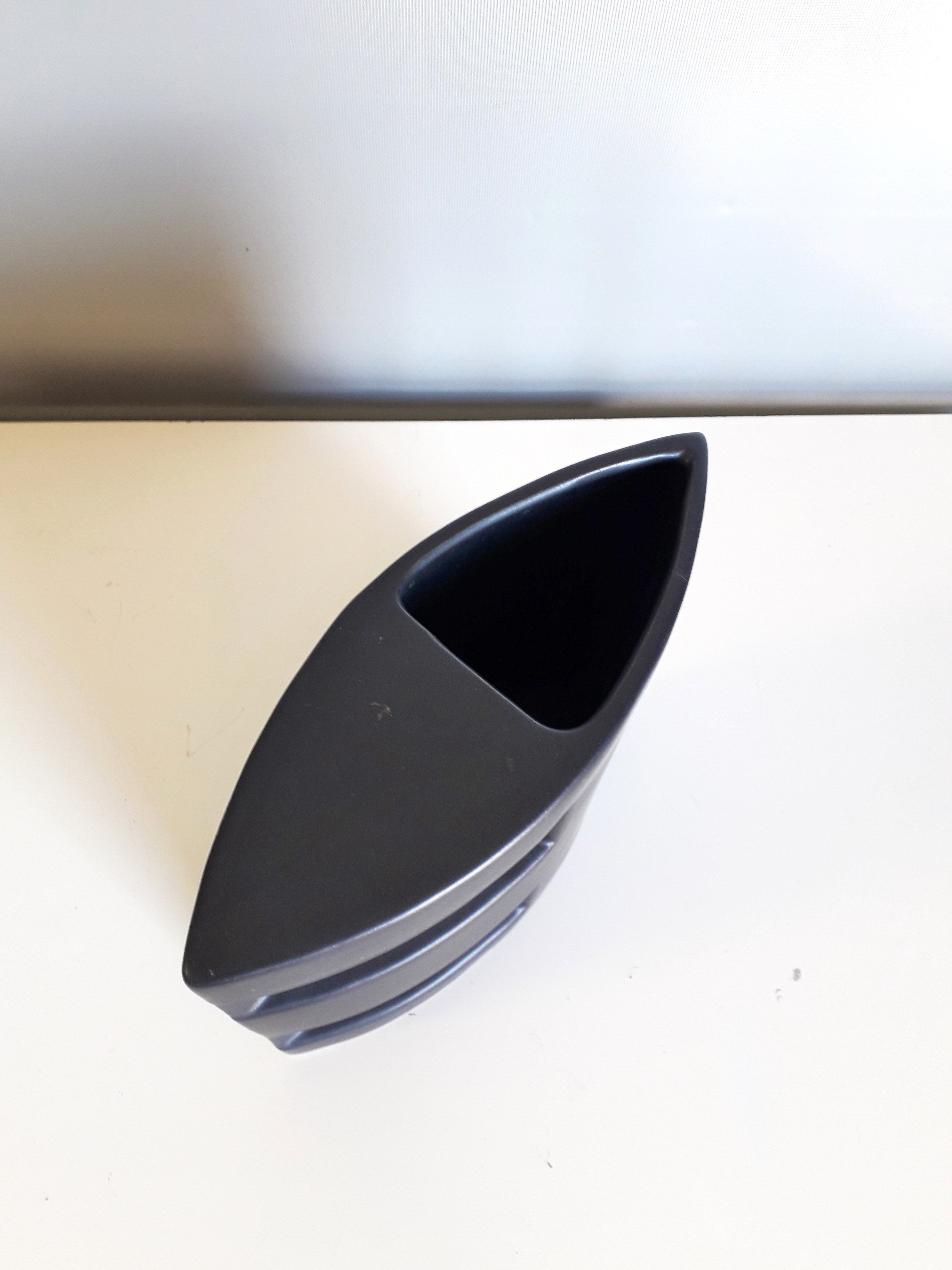 Black ceramic modernist vase - 1980