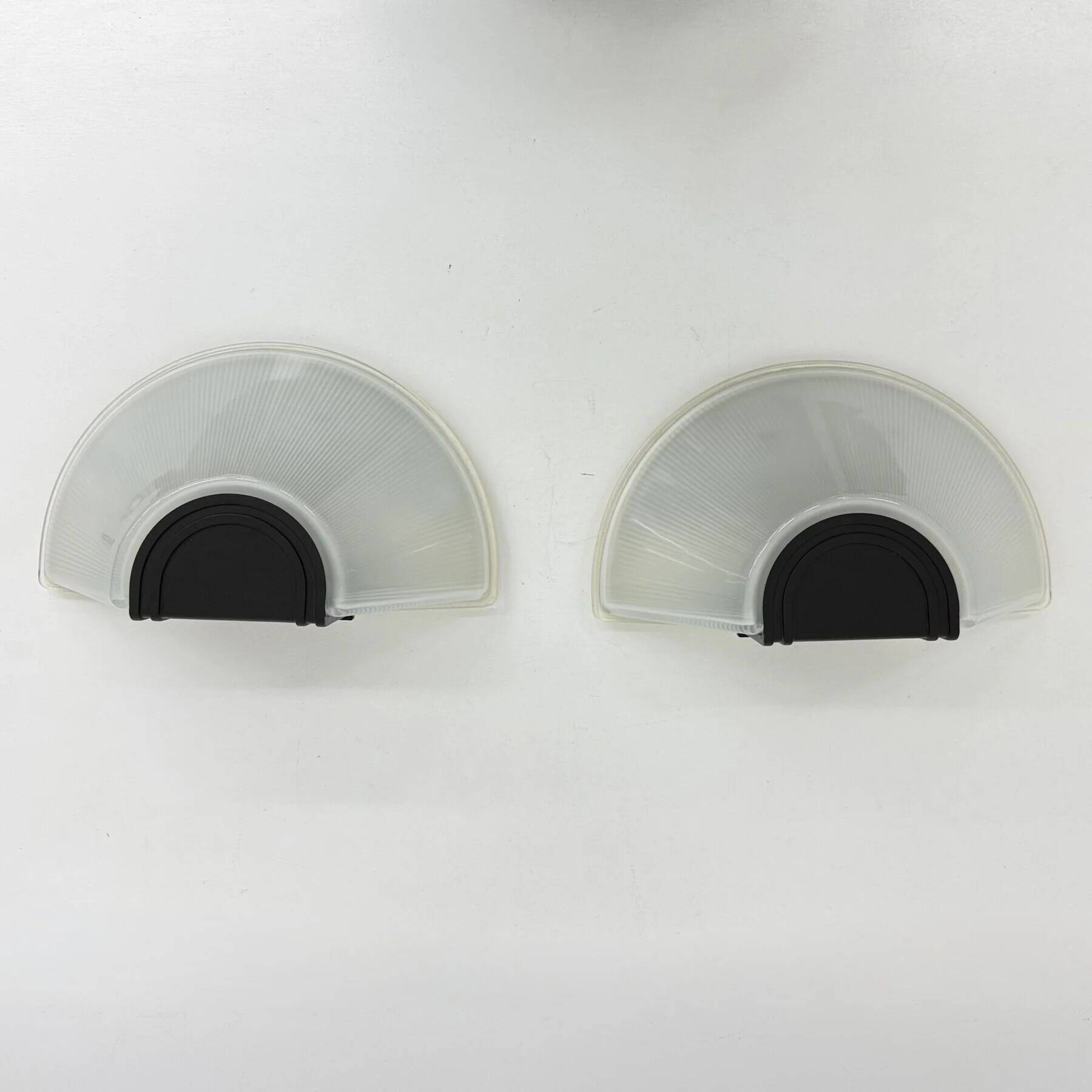 Set of 2 glass Prisma wall lamps MEGA, 1980s, Italy