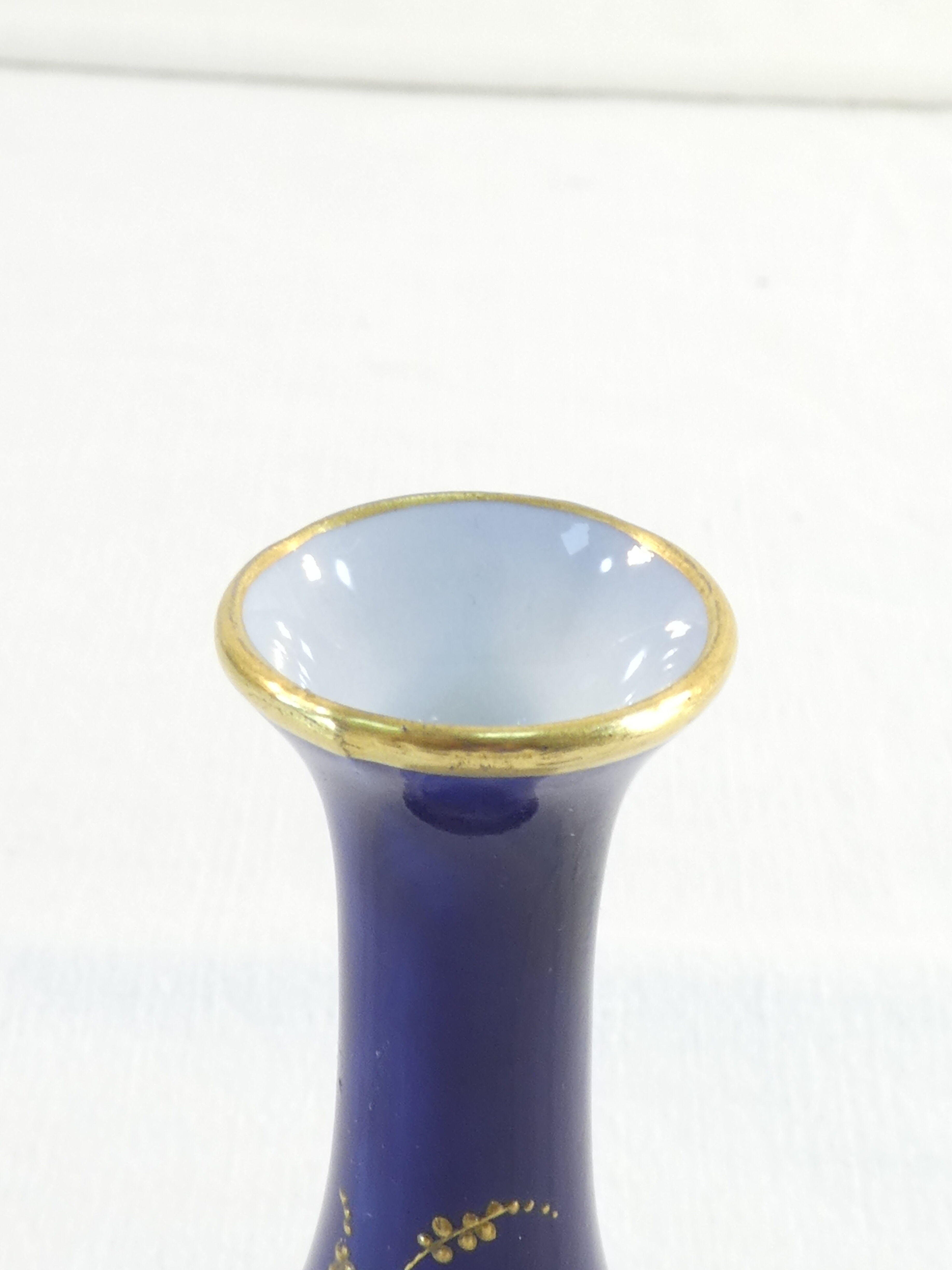 Blue porcelain oven vase of limoges