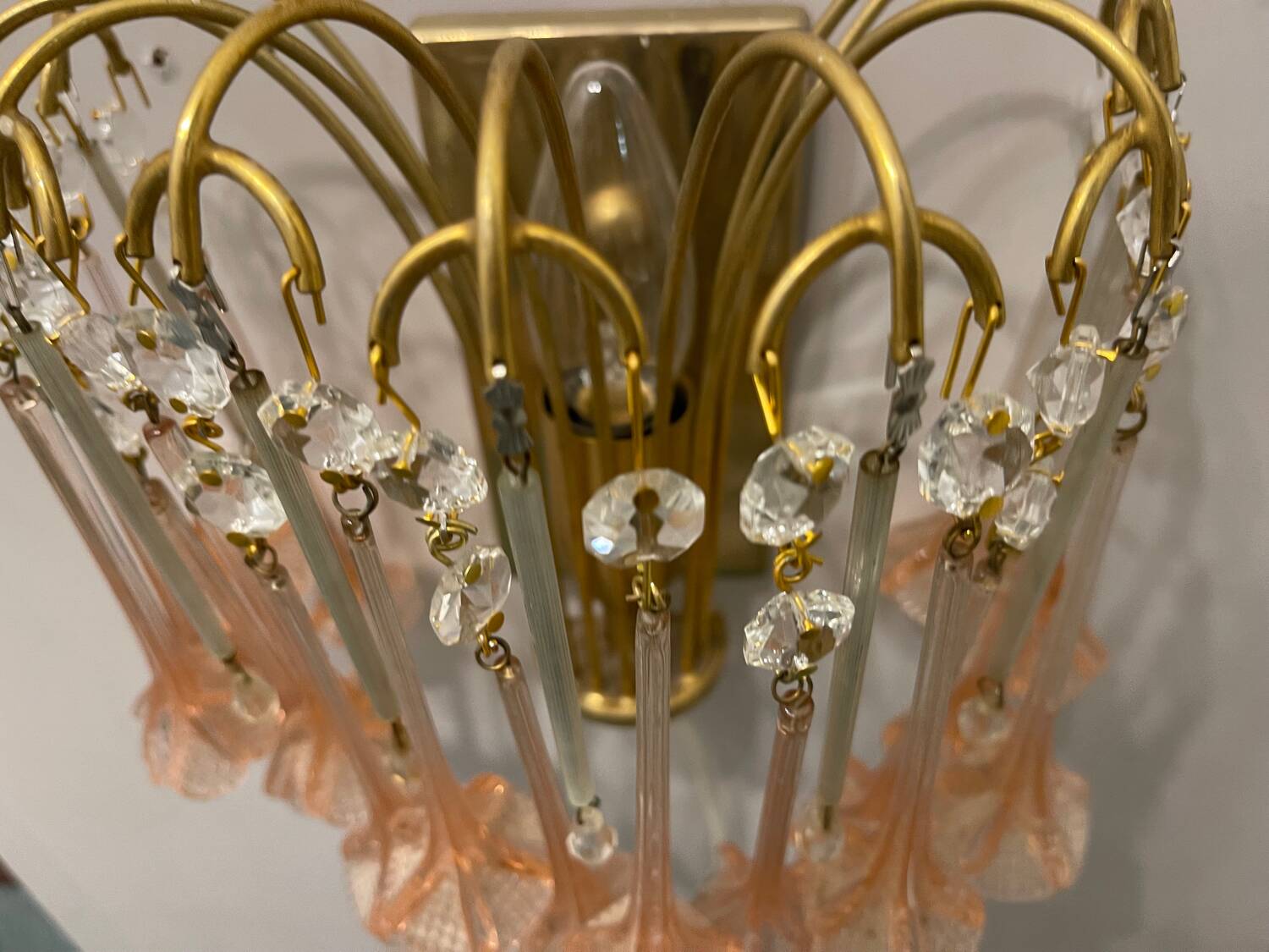 Pink Murano Glass Flower Sconces 1970’s