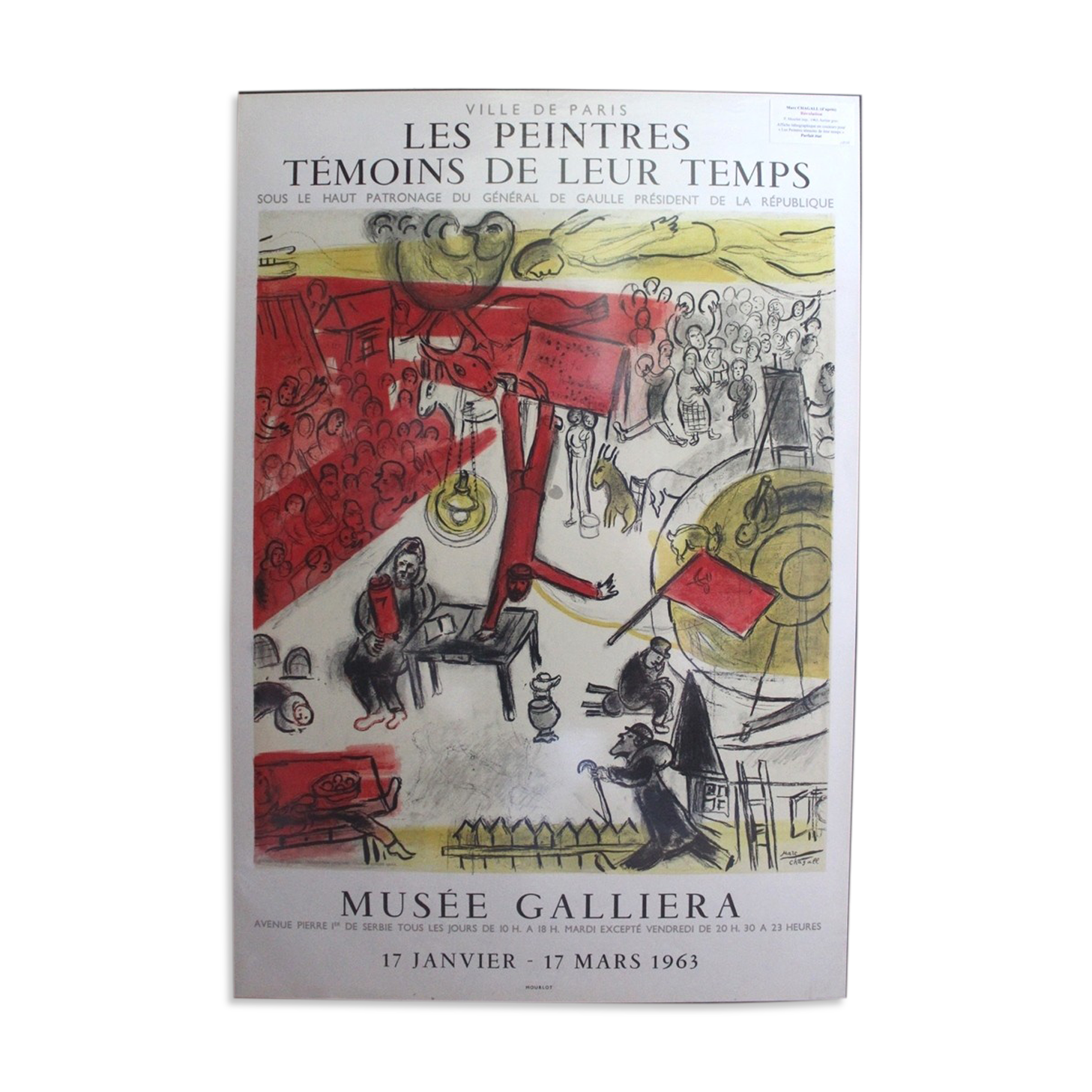 Marc CHAGALL Lithographic poster Mourlot Revolution 1963 Painters witnesses of their time