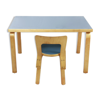 Ensemble de table et chaise pour enfants par Alvar Aalto, Artek, finlandais des années 1960