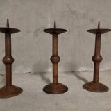 3 spikes -candles in solid oak 1950s