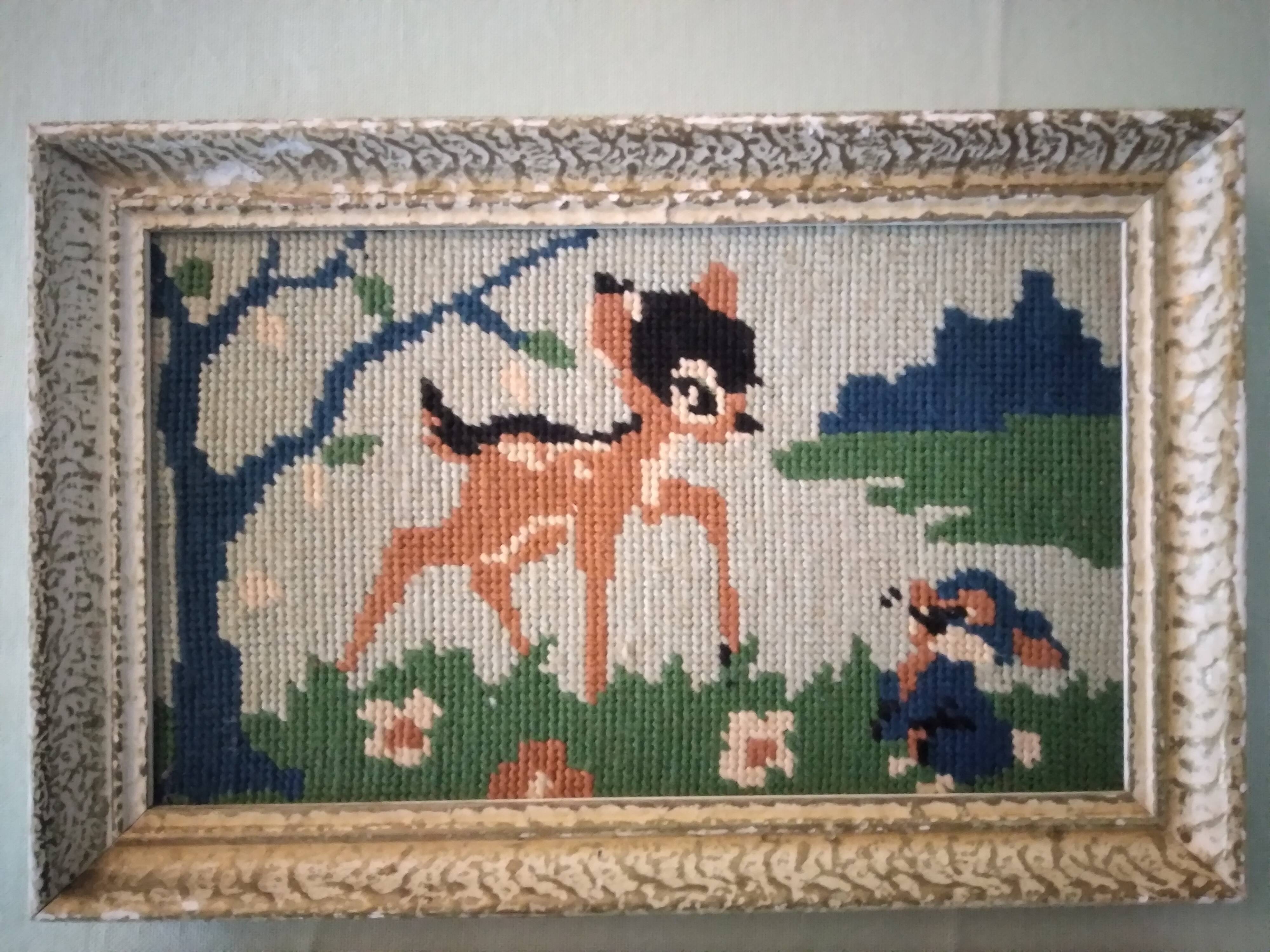 Pair of vintage Bambi canvas frames