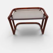 Vintage nesting tables in rattan and smoked glass by Flecht-Atelier Schütz.