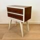 Vintage 1960's Beech and Teak Nightstand