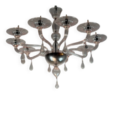Lustre vénitien en verre de Murano rose, dans l’esprit de Venini